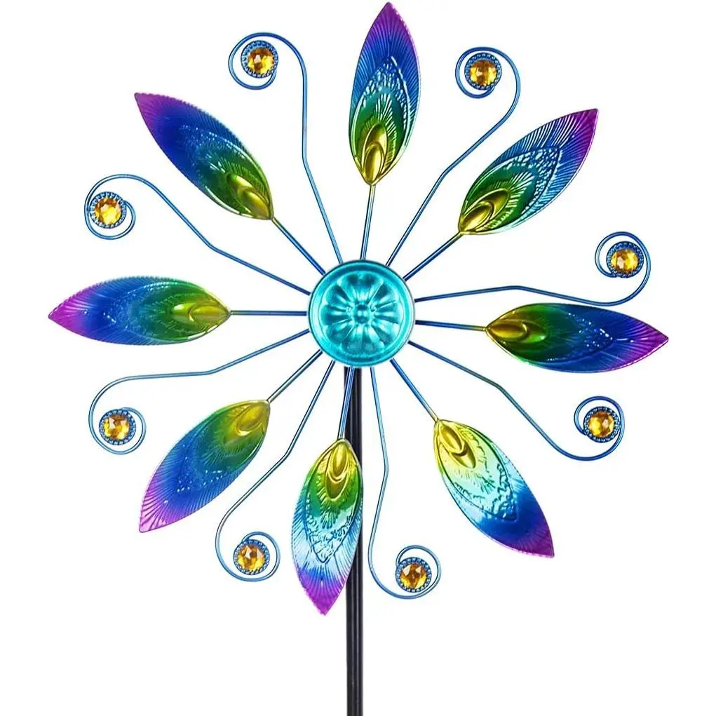 Metal Wind Spinners Outdoor 10” Dia Wind Spinners for Yard and Garden Kinetic Windmill Waterproof Wind Sculptures & Spinners for Patio Lawn Decor(37.8” H)