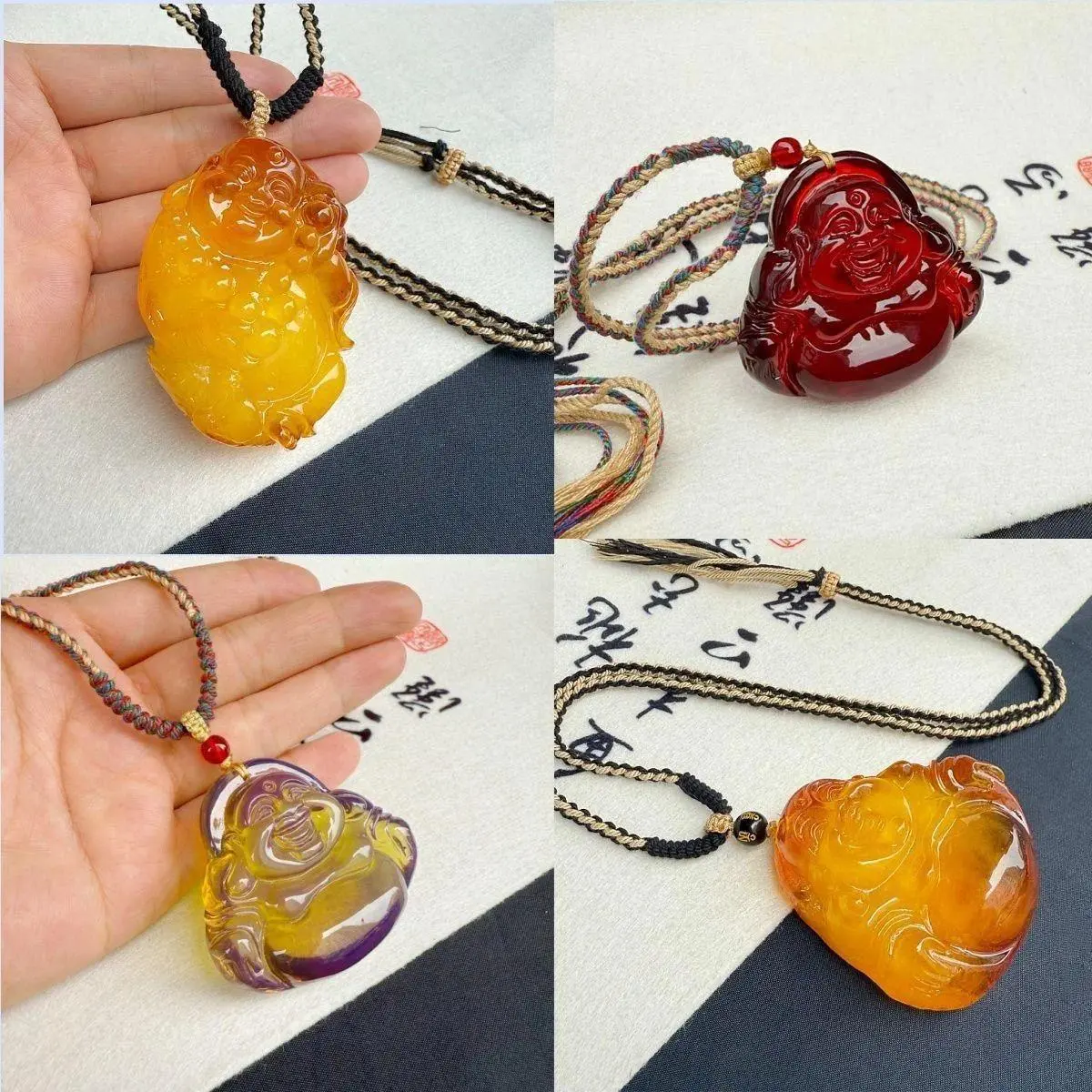 Long Pendant Pure Optimized Multi-Domino Lazuli Amber Necklace Male Female Style Sweater Chain Original Mine Honey Amber Pendant