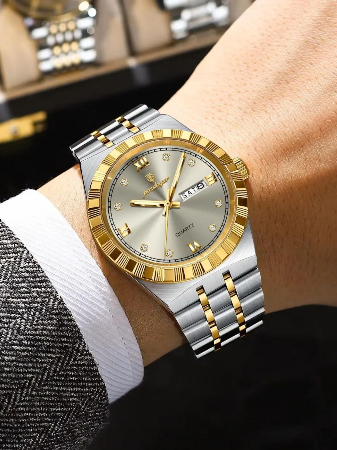 Men's Business Fashion Round Dial Analog Quartz Watch, Fashion Watch for Party, Daily Clothing Decor, Trendy All-match & Exquisite Watch for Birthday Gift with Box, High End Watch, Business Fashion Watches