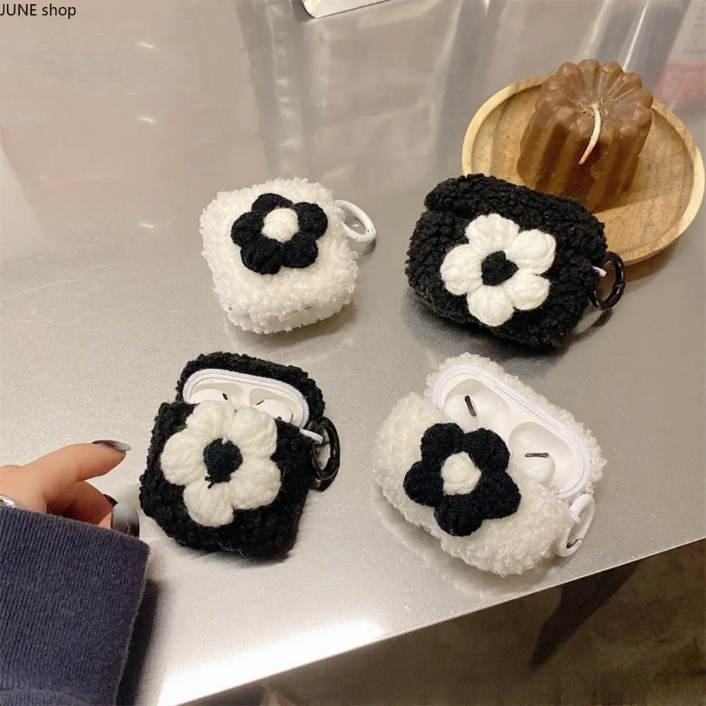 3D Vintage Fluffy Plush Floral Earbud Cover For AirPods 4 And AirPods Pro 3, Silicone Lined Shockproof Protective Shell, Soft Japandi Retro Furry Tech Ornament For All-Day Daily Carry & Outdoor Shooting