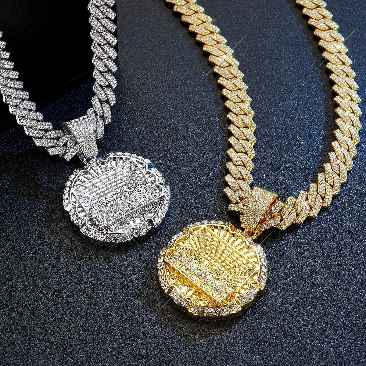 Men's Iced Out Last Supper Pendant Necklace - Stainless Steel Cuban Chain with Cubic Zirconia, Christian Jesus Religious Hip Hop Jewelry, 20/24in, Father’s Day/Birthday/Christmas Gift, Daily Wear, Flexible Styling