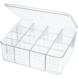 Sock and underwear drawer organizer, 16-compartment detachable plastic storage box with lid, scarf, tie, and bra organizer, transparent dresser drawer organizer