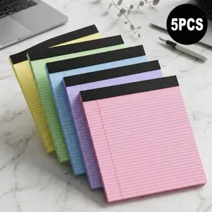5 Pack Wide Legal Pads , 11" x 9.5" Landscape Set Of Pink Purple Blue Green Yellow College Ruled Note Pad Narrow Ruled 30 Sheets per Notepad Perforated Writing Paper Thick Backboard Horizontal Pads of Paper Office Stationery Supplies
