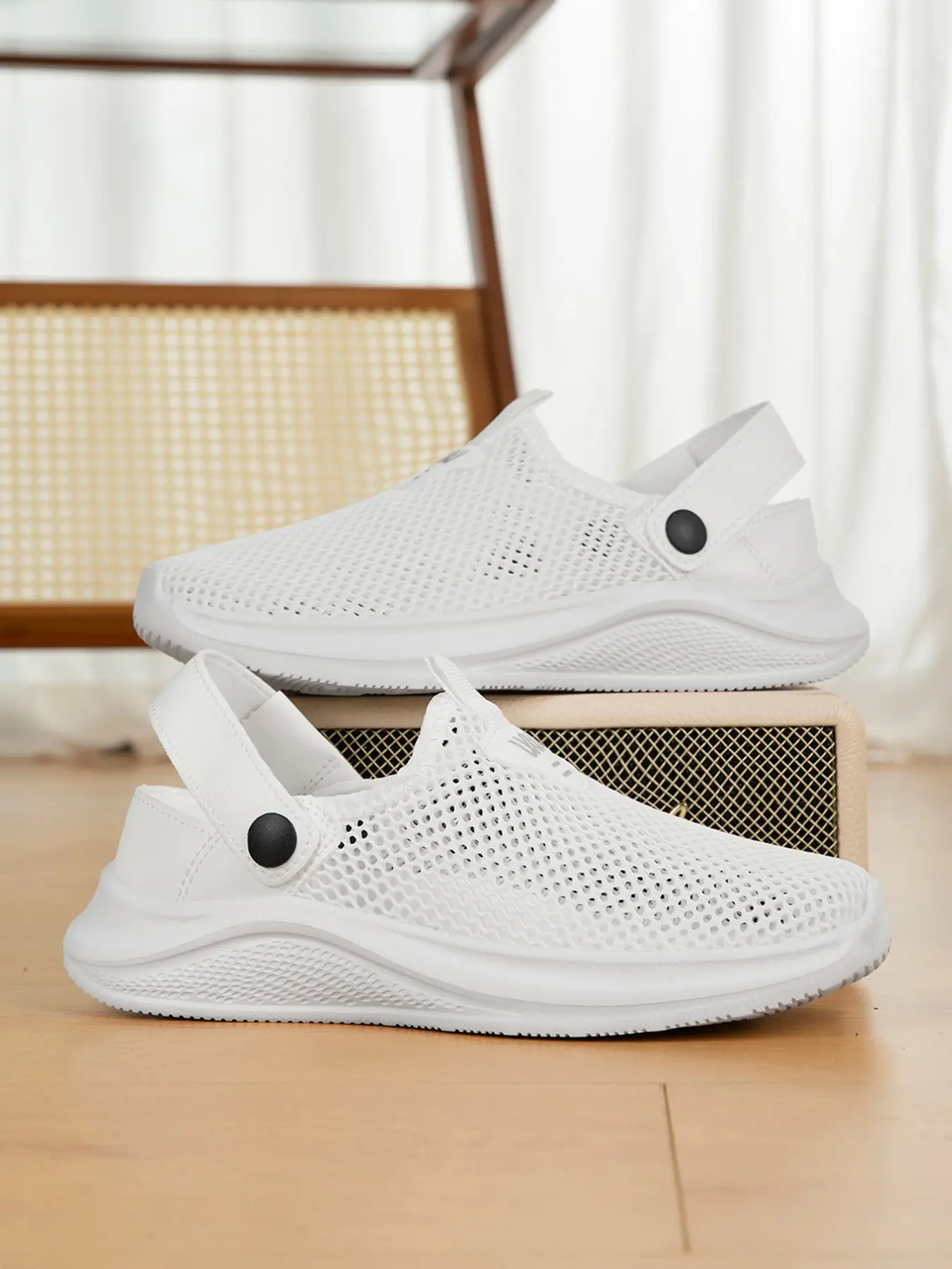 slip resistant zapatos  affordable fashion Women's Mesh Breathable Comfort Half-Boots, Low Top Lightweight Walking Shoes, Outdoor Step-In Design, Two Pairs Included