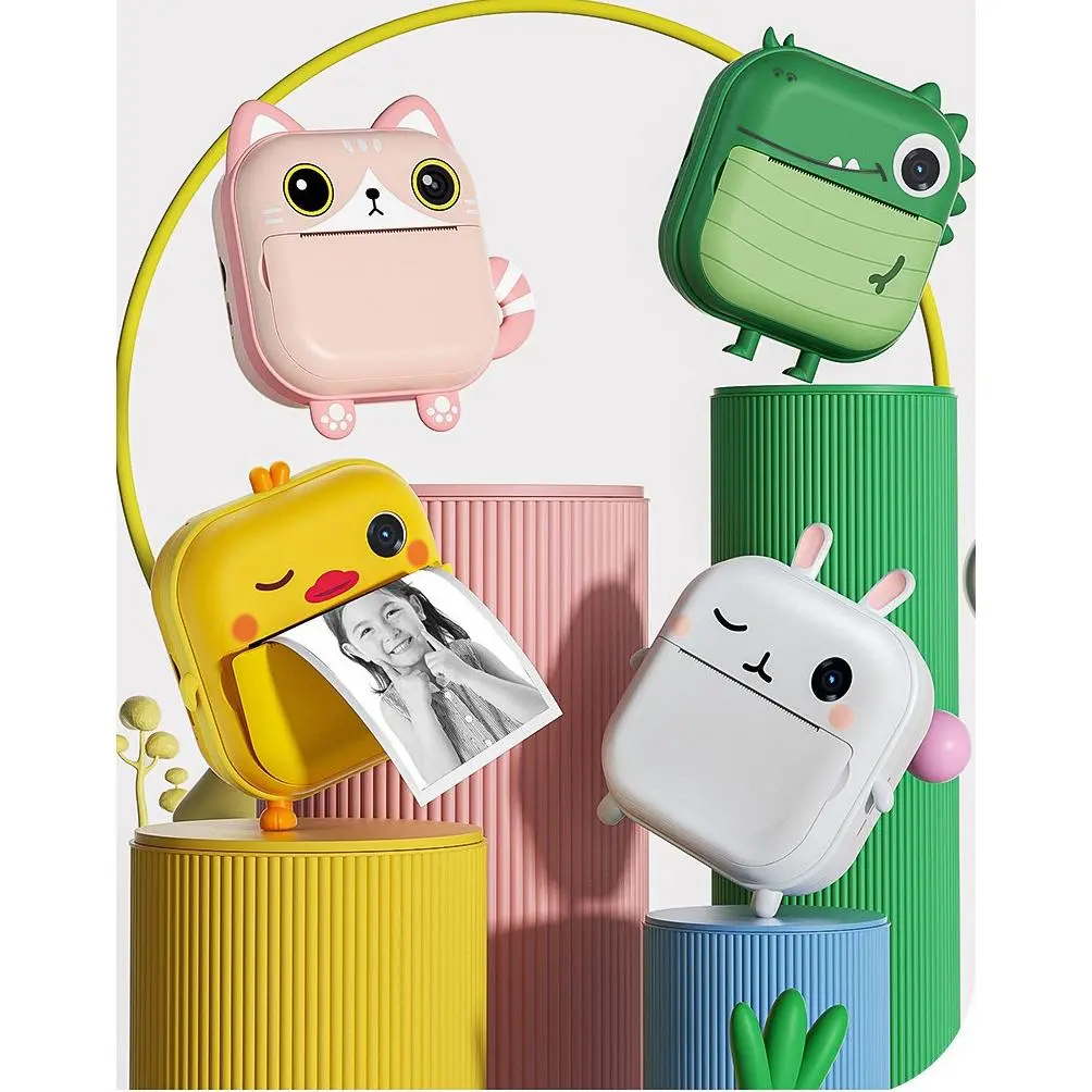 Instant Print Camera 48MP, 2.4inch Screen, Thermal Photo Printer, Video Recording, Cute Cartoon Gift for Kids