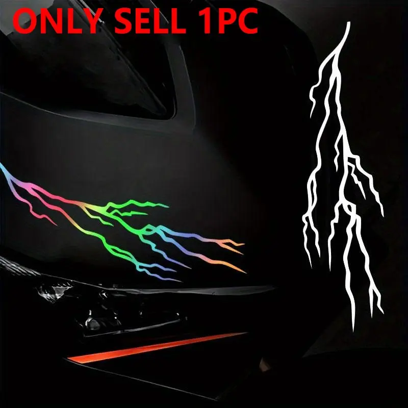 Creative Lightning Pattern Car Sticker, Reflective Laser Sticker, Waterproof Durable Decorative Self-adhesive Sticker for Motorcycle Body