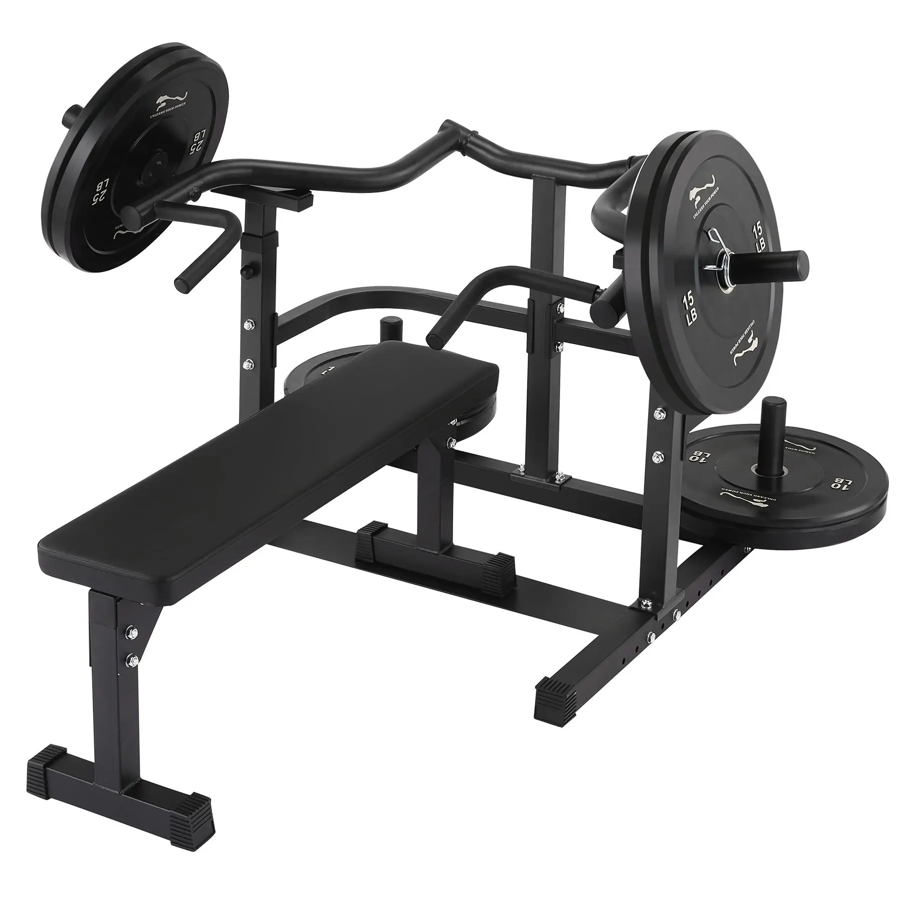 Unisex Heavy Duty Steel Chest Press Machine for Home Gym Strength Train - Independent Converging Arms, 4-Level Adjustable Flat Bench & Press, Smooth Bearings for Smooth Motion, Compact, Easy to Assemble, Upperbody Workout, Correct Muscle Imbalances