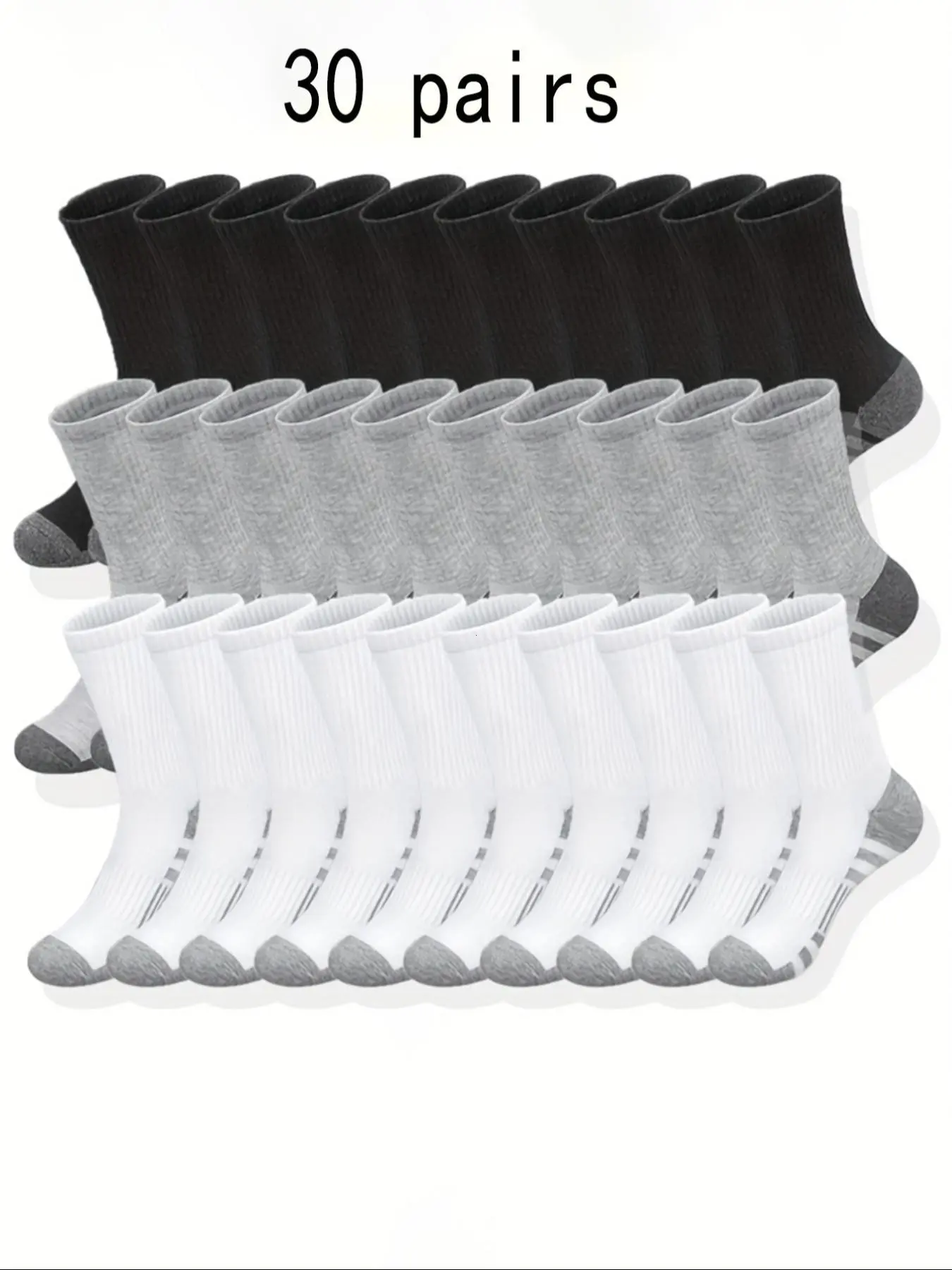 Men's Classic Crew Socks, Casual Fashion Socks, Breathable and Comfortable, Moisture-Wicking, Striped Knit Fabric, Polyester Material