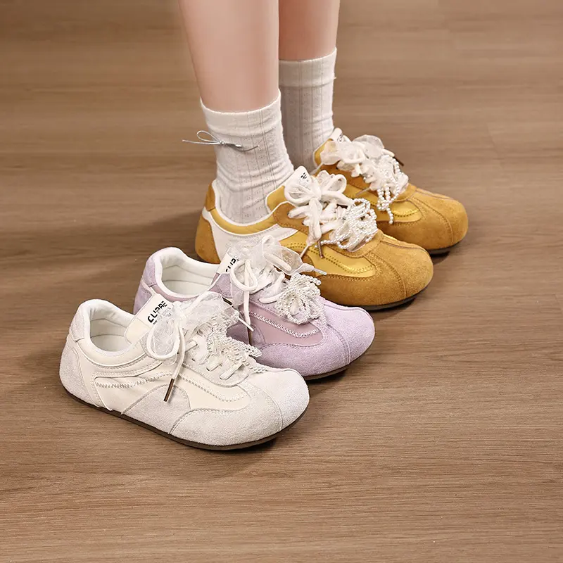 Ballet-style women's sneakers 2026 new spring-summer casual sneakers with soft soles and soft uppers, sporty flat white shoes