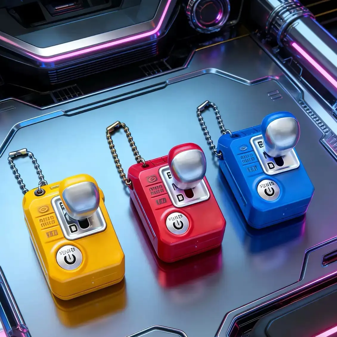 Gear Shift Sound Keychain, Stress Relief Toy with Voice Speaker, Mini Simulation Gearbox Key Pendant with Reverse Sound Effects