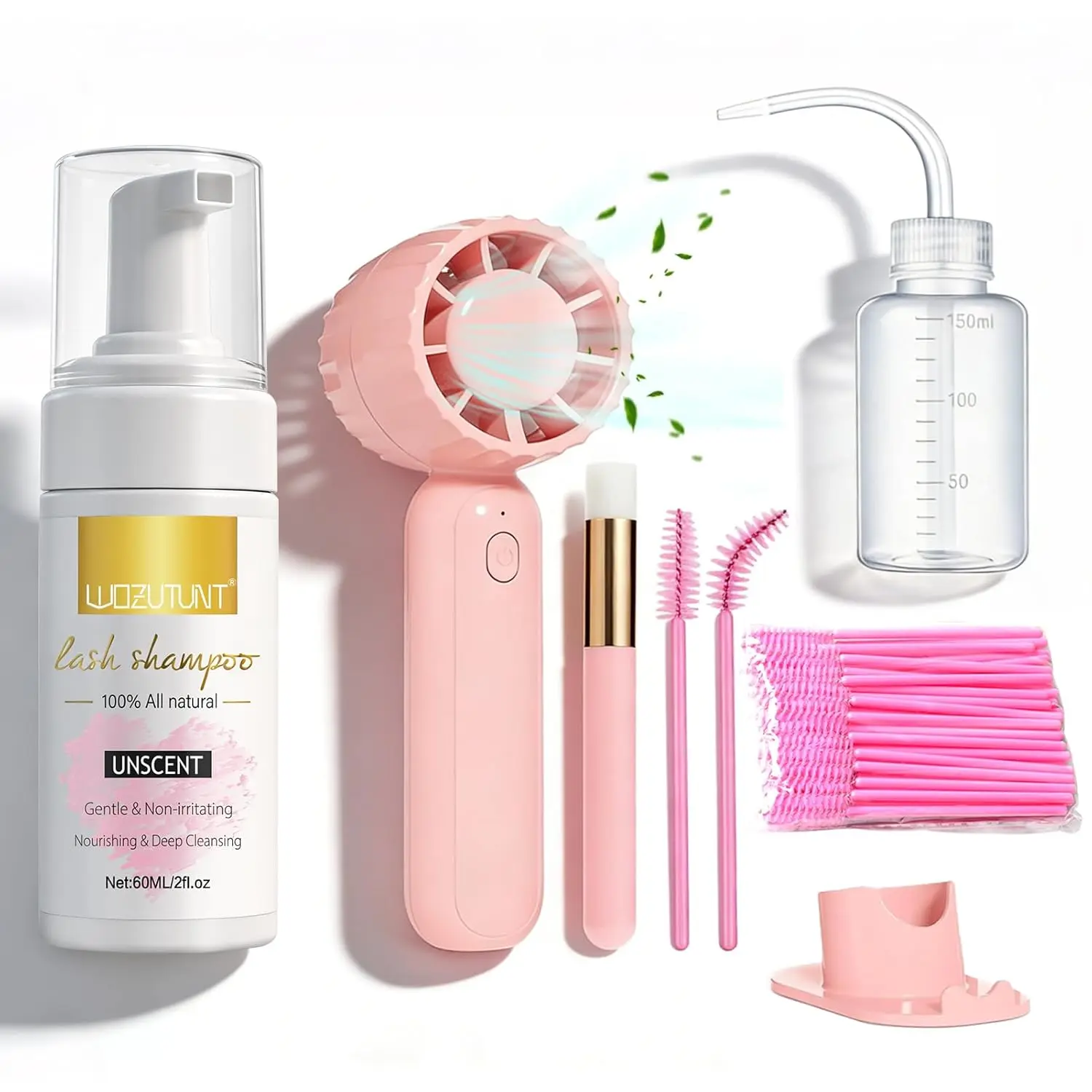 Eyelash Extension Cleanser Lash Mousse Lash Shampoo for Extensions USB Mini Portable Rechargeable Electric Handheld Fan Lash Kit