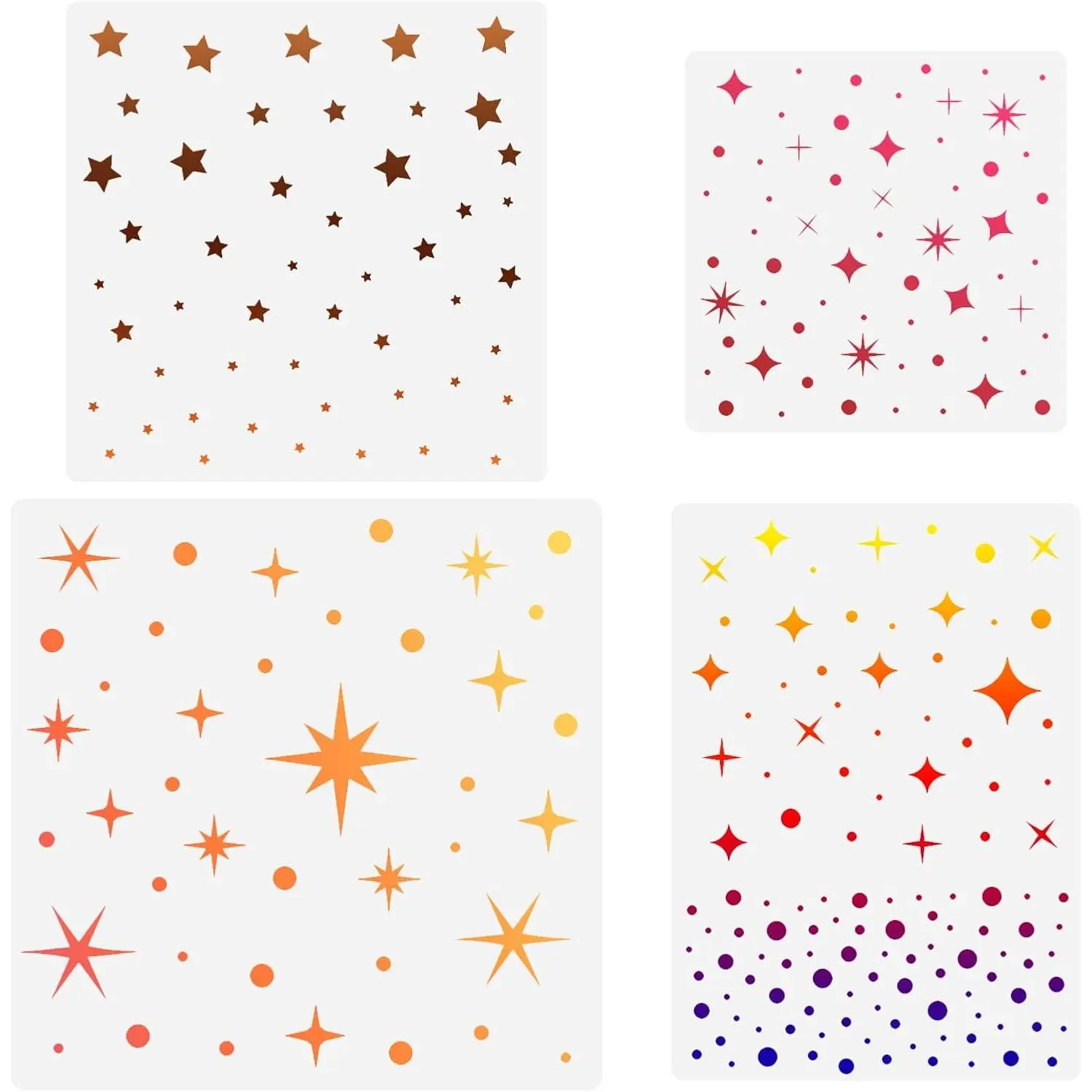 CIEOMODA Large Twinkle  Stencil 12*12 Inch ,4 Pack  Sizes    Plastic Templates for Making DIY Craft Painting   Furniture Pillows,Tile, Canvas, Floor and Wall Decor