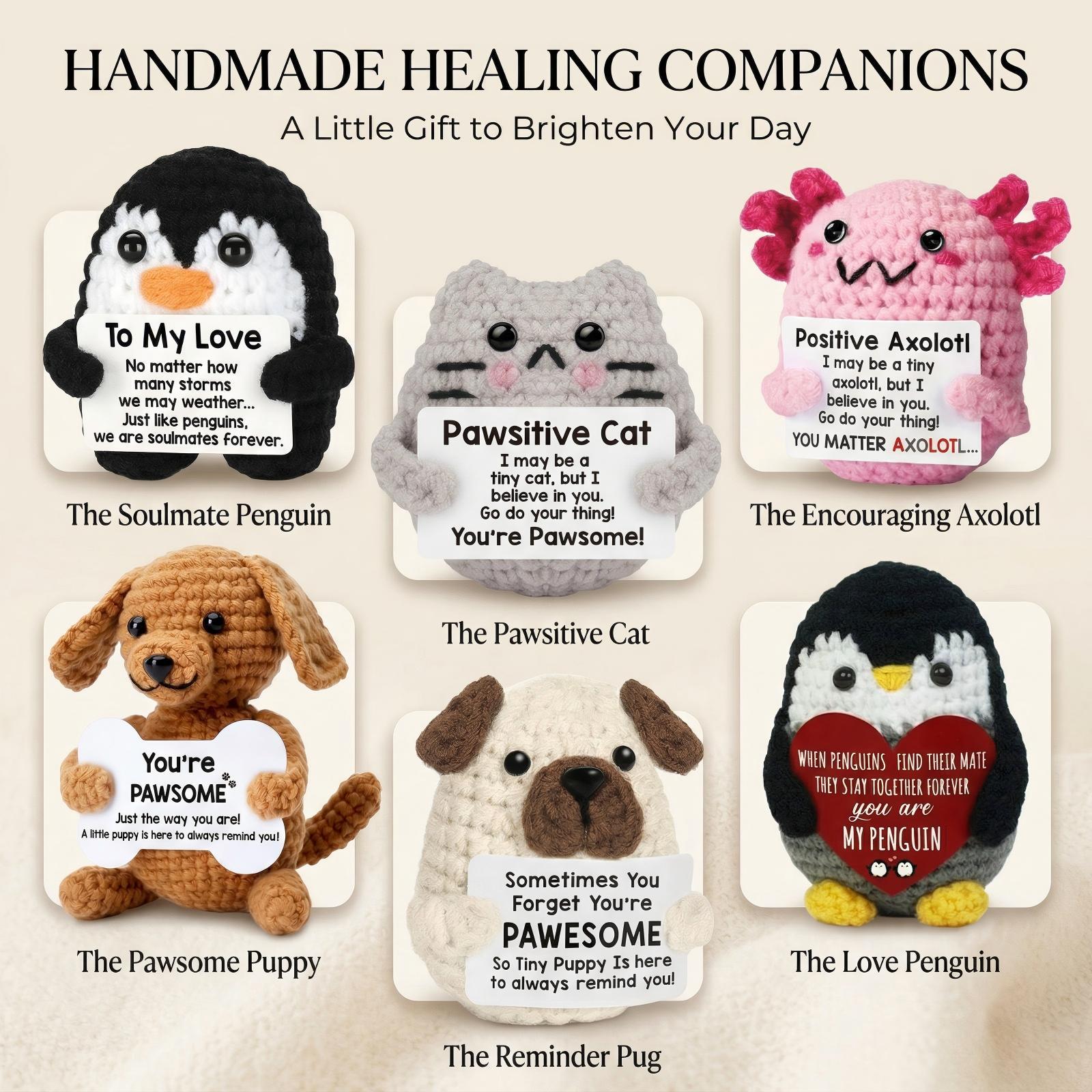 6Pcs Cute Handmade Knitted Stuffed Plush Set Soft Squishy Emotional Support Toys For Anxiety Relief Ideal Christmas Birthday Holiday Gifts For Women Men Kids Bag Charm Desk Car Ornament