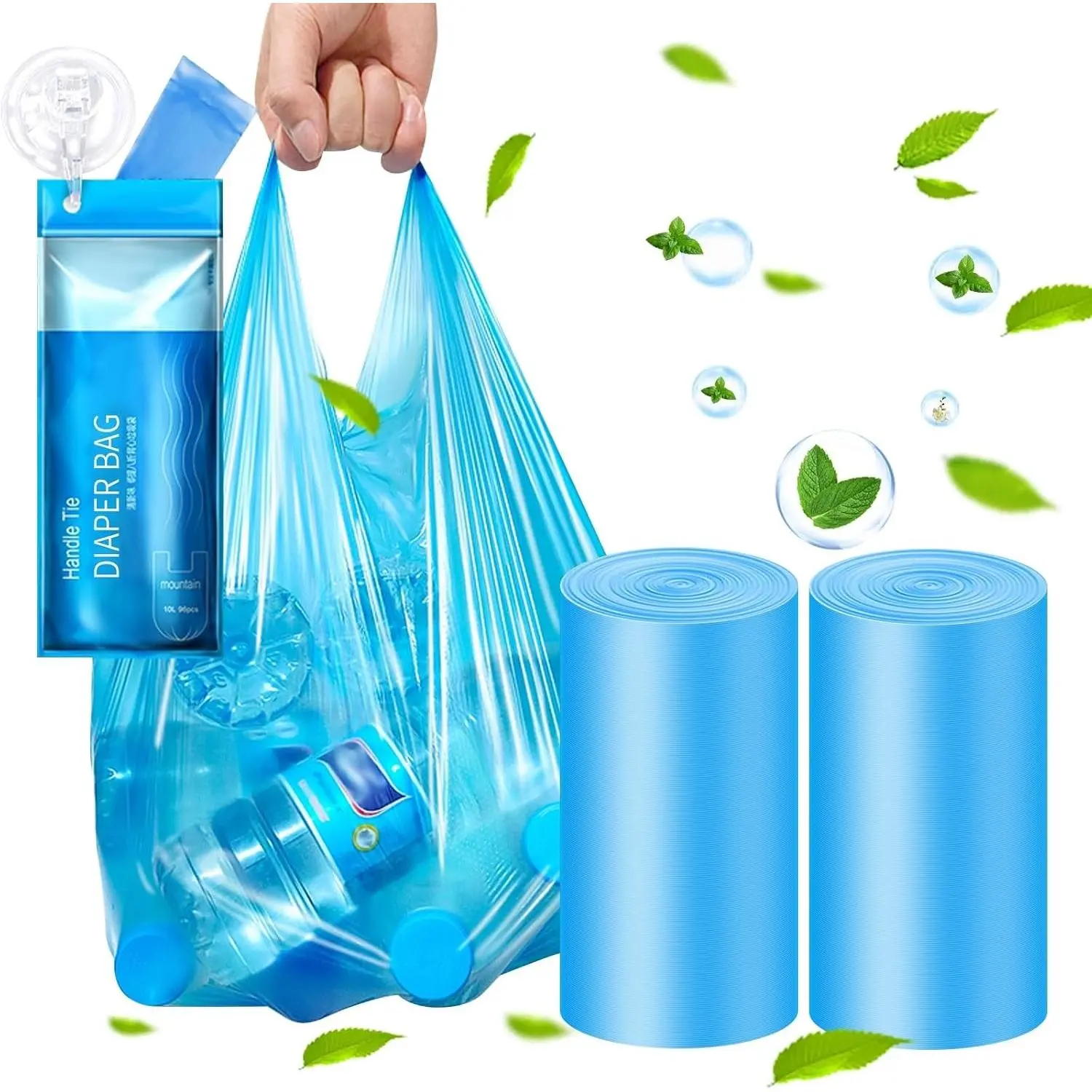 Large Adult Diaper Disposal Bags, 96 Count, 18''x23'', Fresh Scented, Sanitary Bags for Elderly Incontinence, Baby Diapers, Discreet Waste Disposal for Home and Travel, Blue(Gift)