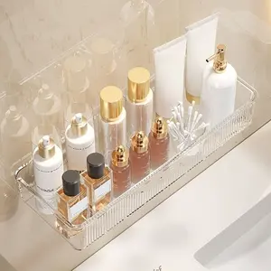 Wall-Mounted Pet Acrylic Multi-Functional Storage Rack, Transparent Desk Organizer, Bathroom & Kitchen Shelf, Small Space Solution