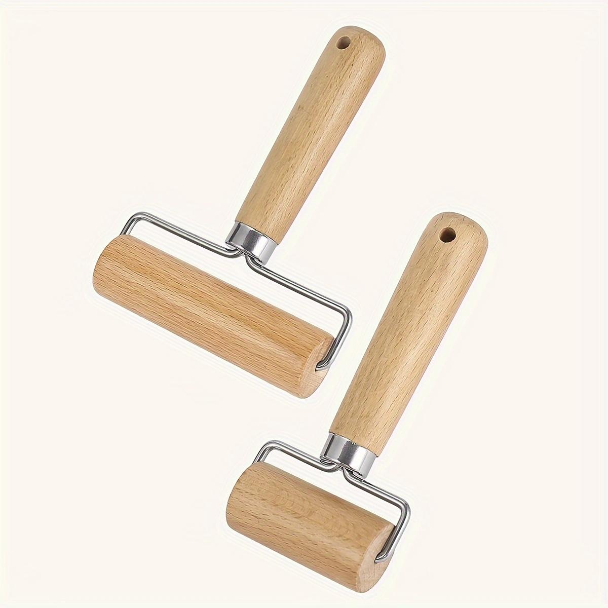 1pc Wooden Rolling Pin, Stainless Steel T-Shaped Dough Roller, Single-Handed Effort-Saving Pastry Rolling Pin for Dumpling Wrappers, Baozi Skin, Kitchen Baking Tool