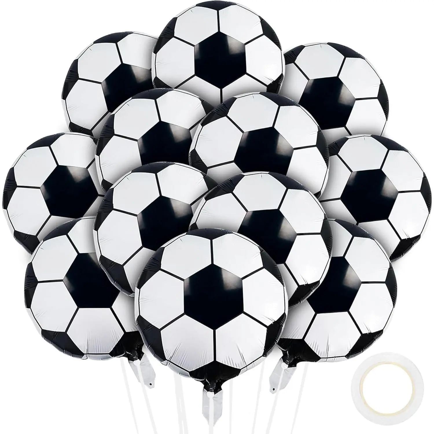 18 Inch Soccer Balloons Soccer Party Decorations 12 Pieces Foil Mylar Balloons for Soccer Parade Float Birthday Sports Party