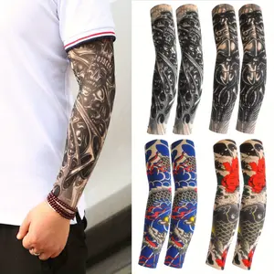 8pcs Summer Unique Random Combination Floral Arm Tattoo Sleeve Seamless Outdoor Cycling Tattoo Sunscreen Sleeve Cycling Tattoo Sleeve