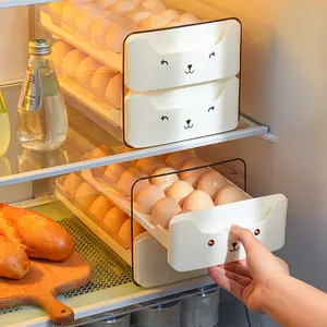 1pc 18/36 Compartment Drawer-Type Egg Rack, Transparent Rectangular Stackable Egg Box, Kitchen Supplies
