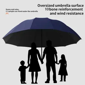 Extra Large 12-Spine Reinforced Outdoor Umbrella, Wind-Resistant UV Protection, Compact Folding Design, 130cm, Ideal for Rainy Weather