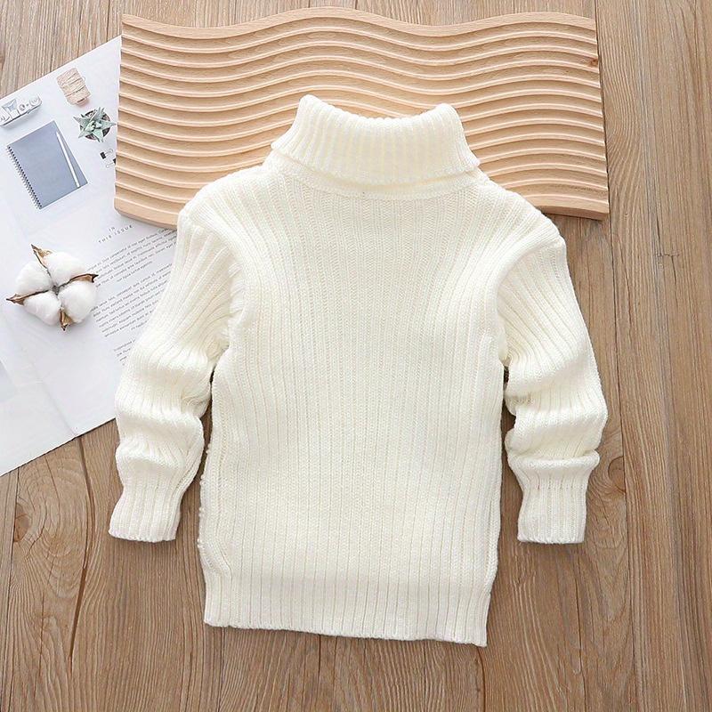 1pc Kids Cartoon Bear Turtleneck Sweater - 100% Acrylic Knit Fabric, Casual High Neck, Skinny Fit, Long Sleeve, Regular Length - Boys and Girls Fall/Winter Pullover Sweater
