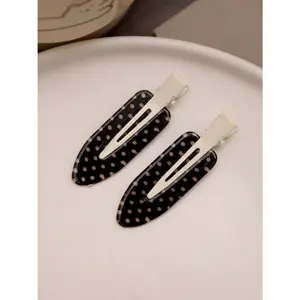 4pcs/Set Acetate Seamless Hairpin, Black & White, Acrylic Alligator Hair Clips, Cute Bangs & Hair Clips Accessories Polka Dot Hair Clips  Clamps Bangs Side Combs, Cute Fashion Accessories for Women and Girls