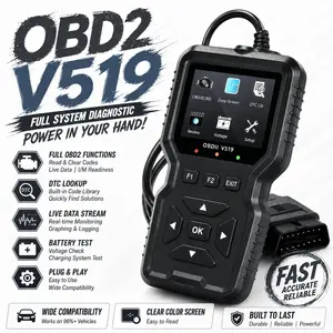 V519 Obd2 Scanner Diagnostic Tool, Read & Clear Engine Fault Codes, I/m Readiness Check, Battery Voltage Test, Live Vehicle Data for 1996+ Obdii Cars