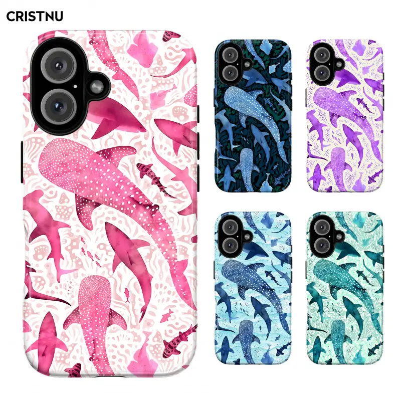 CRISTNU Whale Ocean Phone Cases |     Vibrant Whale Shark & Shark Designs for Ultimate Style |     Compatible with iPhone 16, 15, 14, 13, 12, 11, Durable Protective Covers for Marine Life Lovers Floral Protec Compatible w