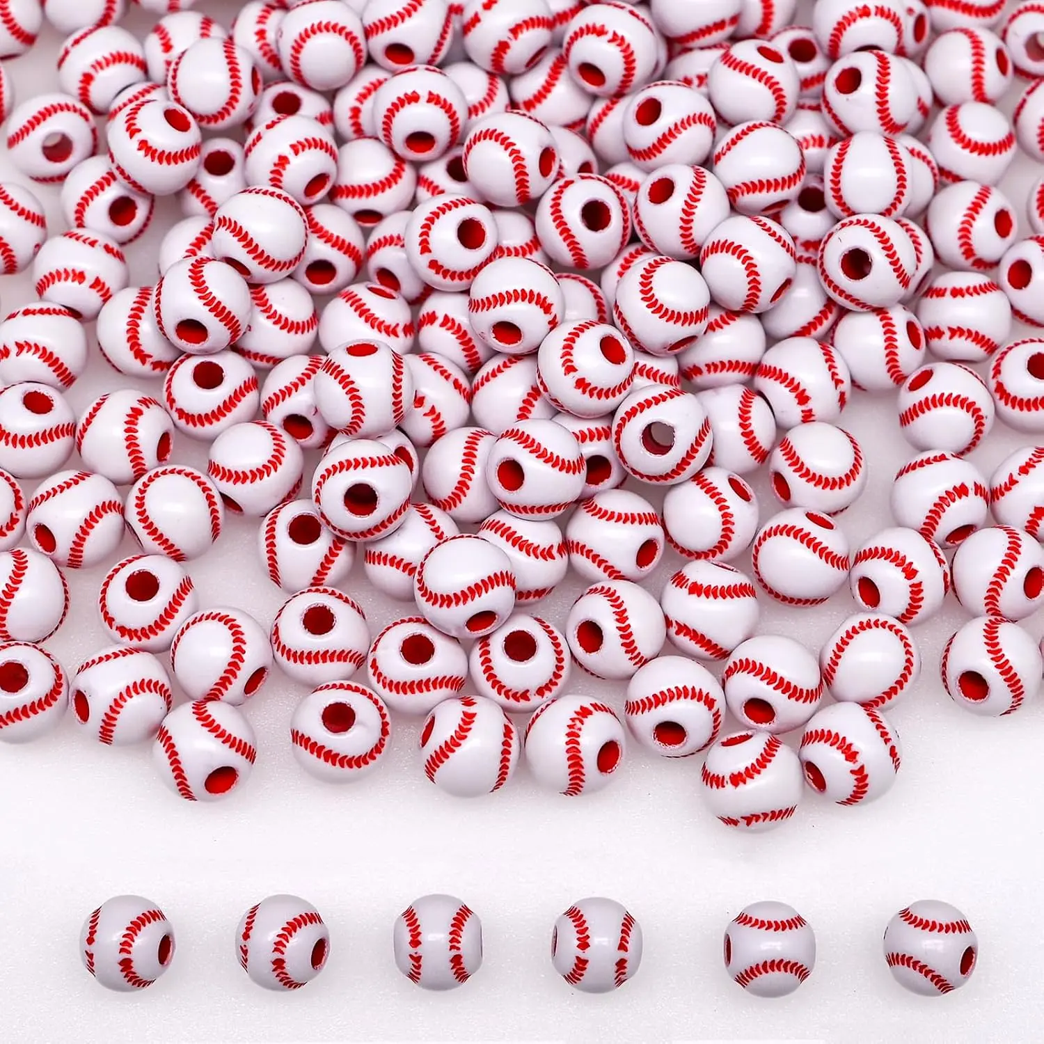 200+ pcs Baseball Beads  Bulk Kandi Beads for  Making, Bracelet  Becklace Charm Boys Bead Kit (Baseball)
