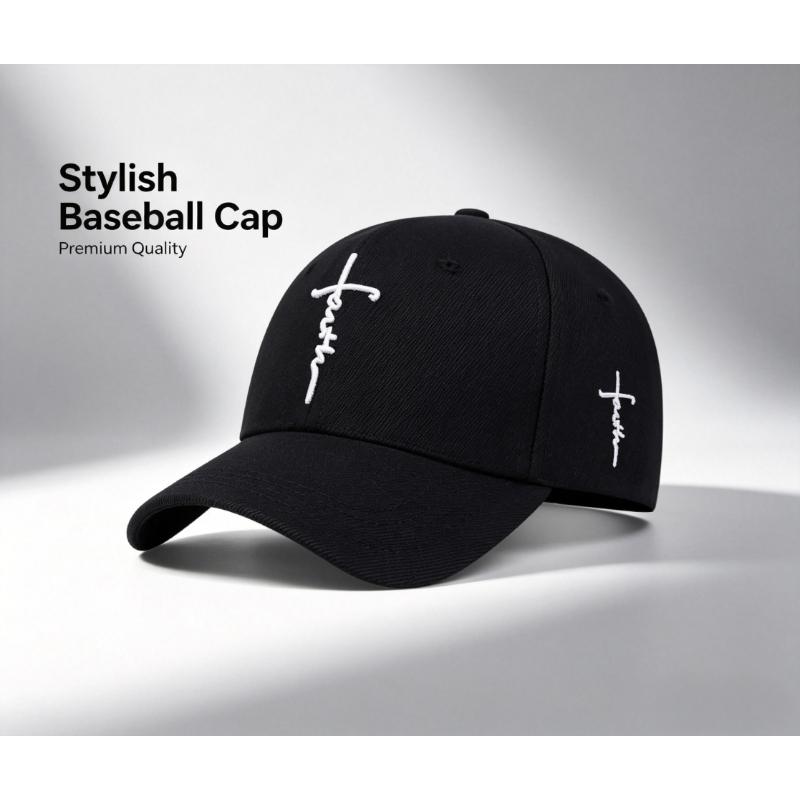 Breathable Cotton Cross Embroidered Baseball Cap, Adjustable Outdoor Sunscreen Hat for Men & Women, Spring/Summer Travel & Streetwear