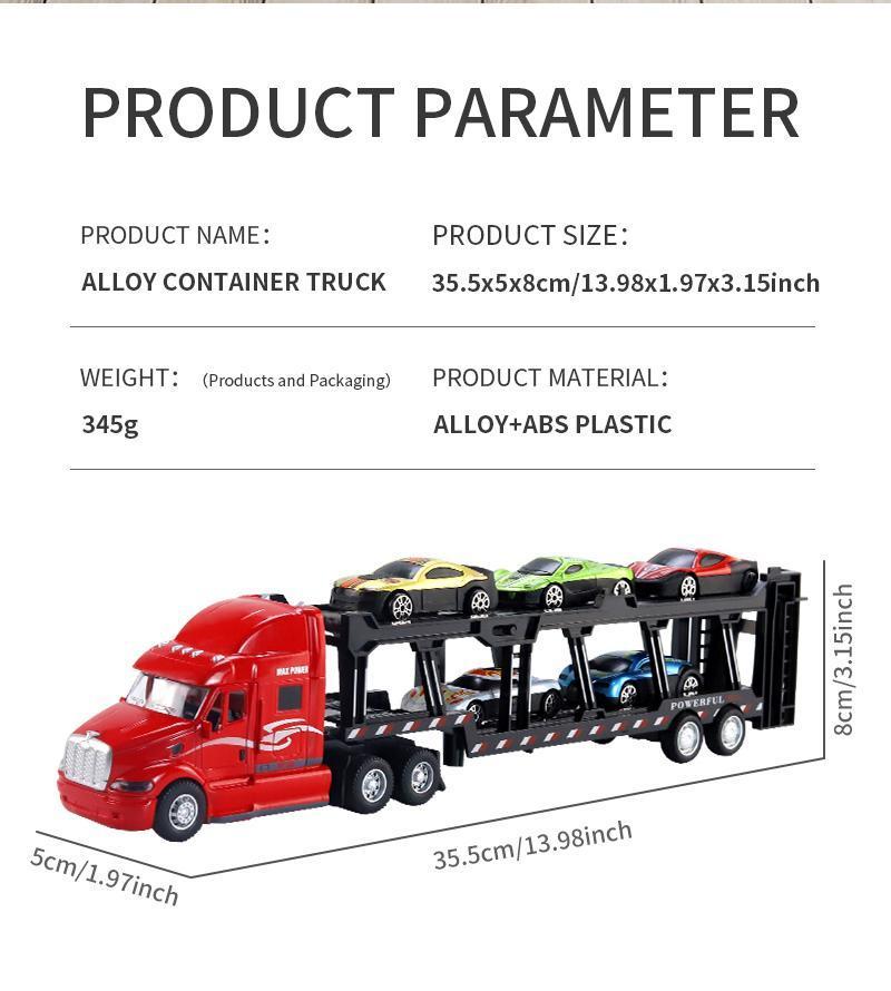 Alloy Toy Car Big Truck Container Truck Transporter Boy Model Set Christmas Halloween Gift