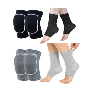 Unisex sports knee and ankle compression sleeve set, breathable knee and ankle support brace, suitable for volleyball, dance, yoga, and running