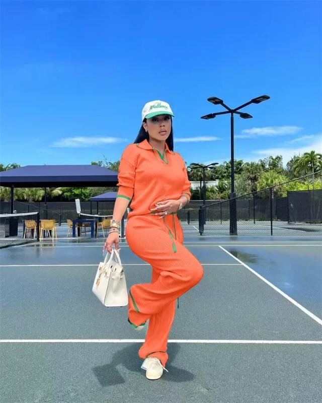 two-piece set woman Autumn Winter Knitting Casual Tracksuit for Women Two Piece Set Sportwear Striped Sweater Top and Wide Leg Pants Jogging Femme Clothes Fitted Womenswear Check Light