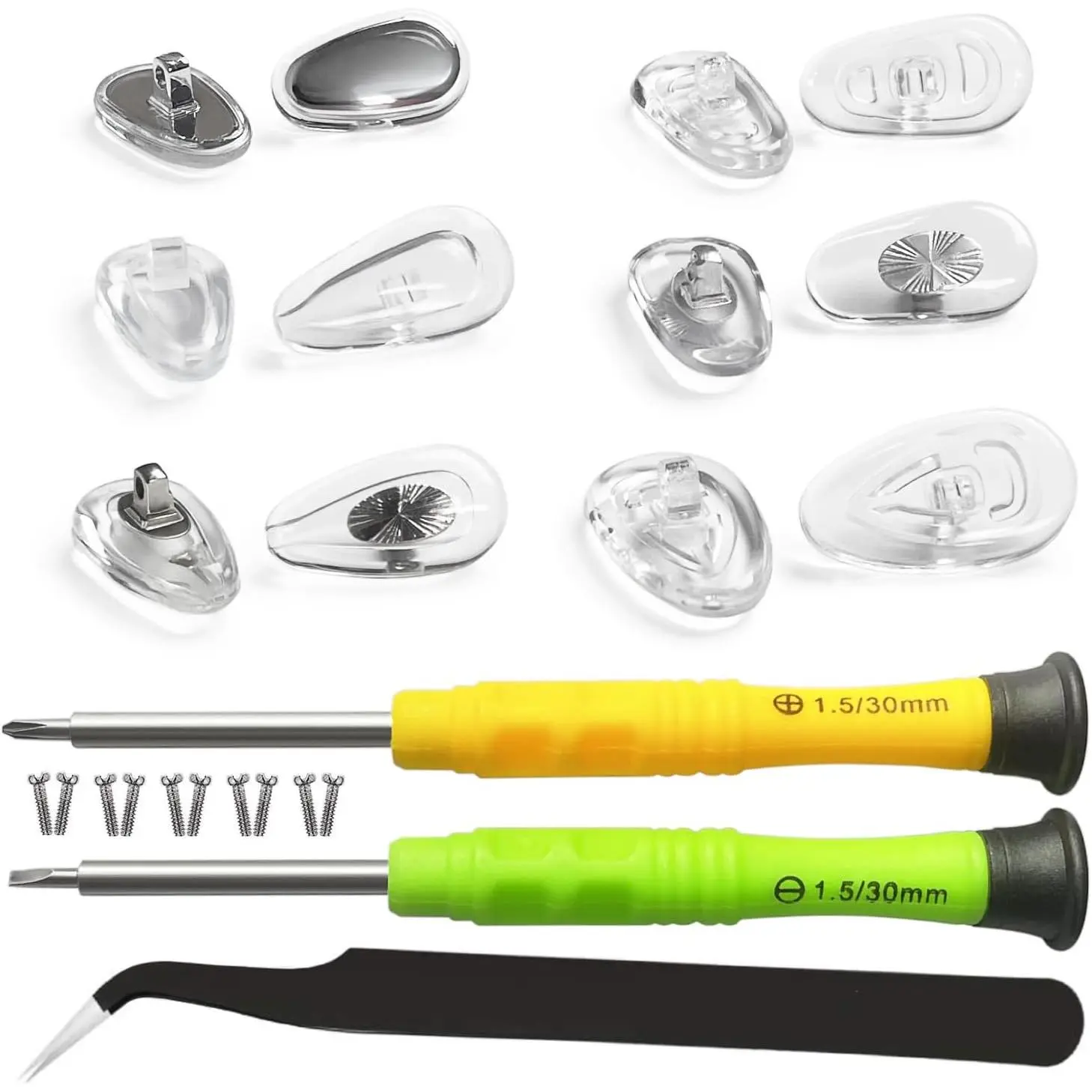 Screw-in Eyeglass Nose Pads, Glasses Nose Pads  Kit, 12 Pairs of Soft  Nose Pads for Eye Glasses, Sunglasses and Presbyopes