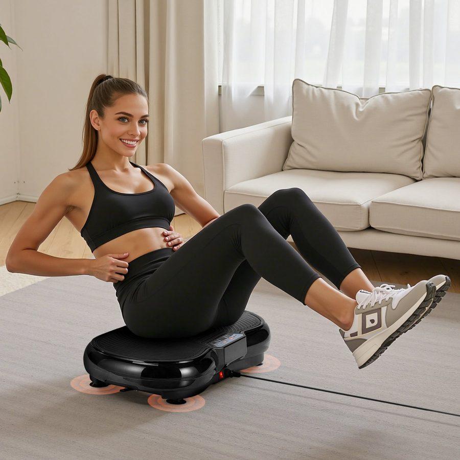 VEVOR Vibration Plate Exercise Machine, Whole Body Shaker for Lymphatic Drainage and Weight Loss, Home Workout Gym Fitness Equipment with 2 Resistance Bands, Vibrating Platform for Women Men, Black
