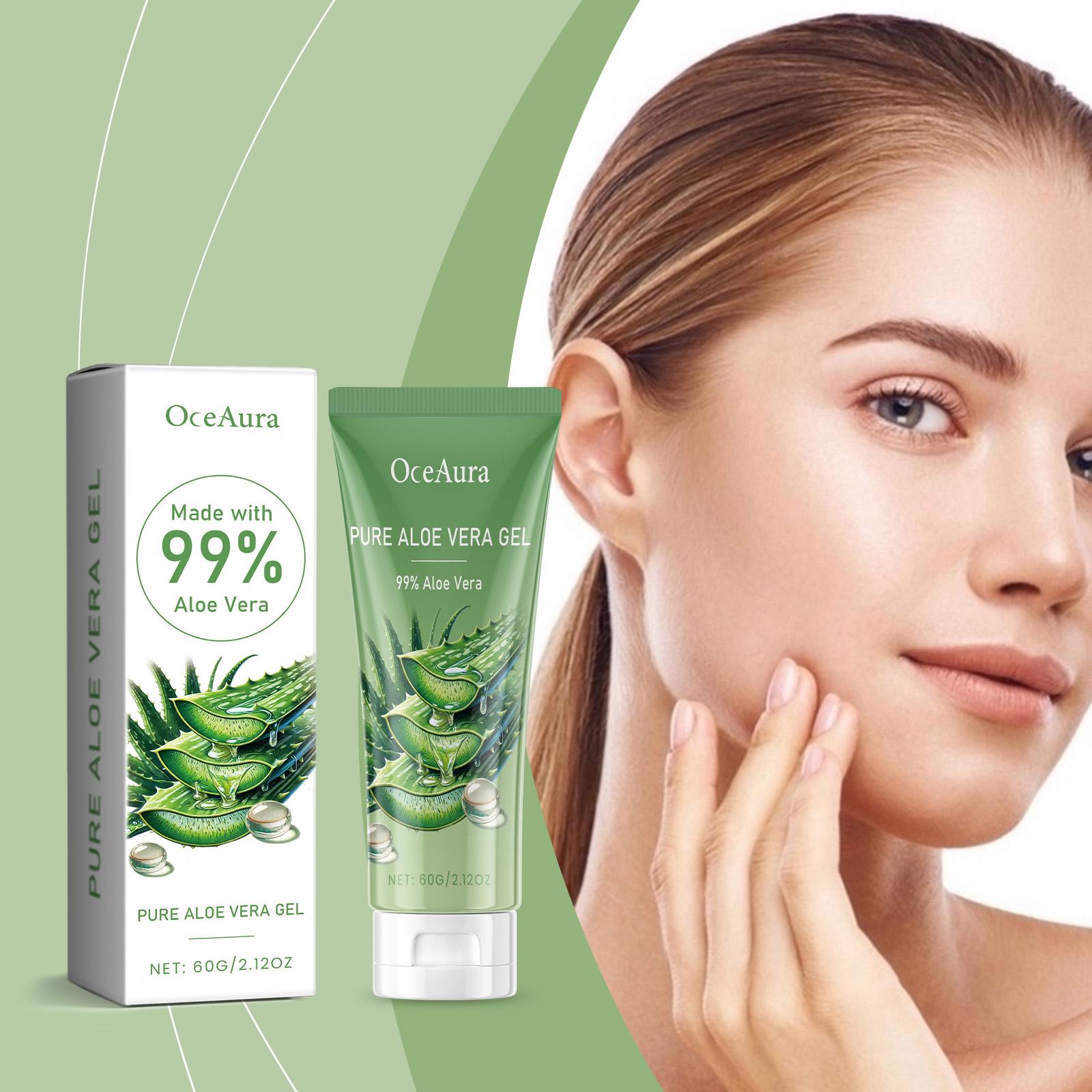 OCEAURA Pure Aloe Vera Gel, Triple Hydrating Face & Body Moisturizer with Aloe Barbadensis, Multi-Use Sunburn Relief Daily Cream, Non-Sticky Fast Absorbing for Sensitive Skin
