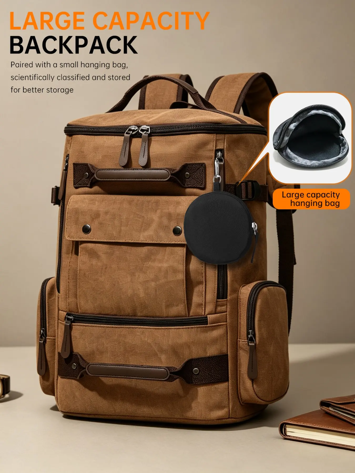 Unisex Vintage Canvas Backpack, Large Capacity Durable Multi-Compartment, 15.6 Inch Laptop Bag, Casual All Seasons Travel Backpack, Laptop Backpacks