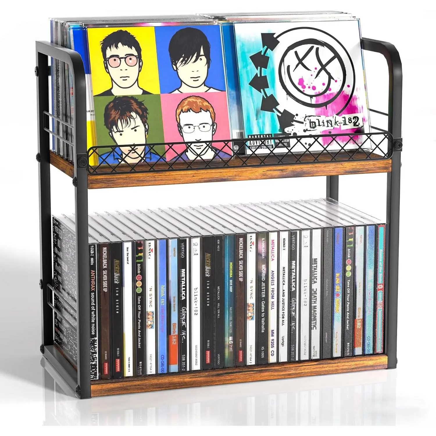 2-Tier CD Holder, CD Storage Rack, CD Organizer with Display Top Shelf, CD Case Holder for  Office, Holds Up to 60 Standard, Ideal for  Enthusiasts