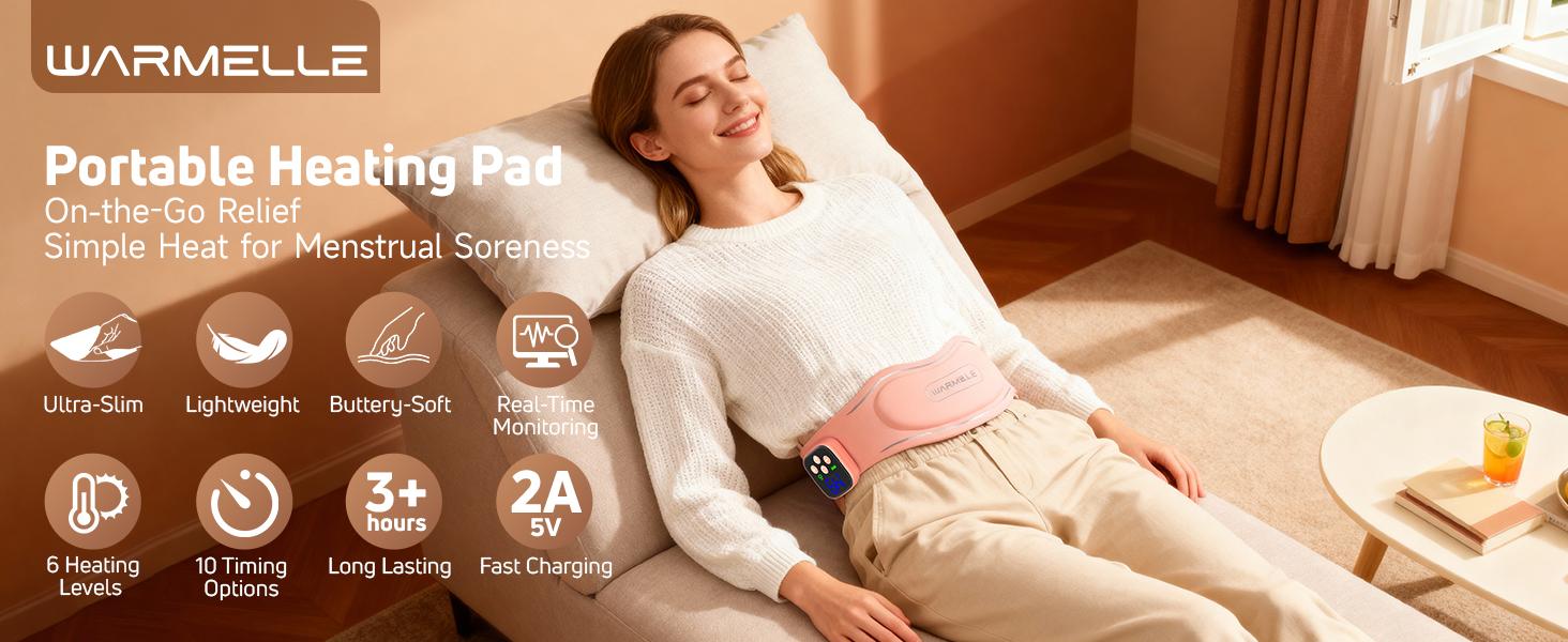 Heating Pad for Period Cramps, Heating Pad for Back - Soothing Menstrual Cramp Relief, Heating Pads - FSA Eligible and HSA Eligible