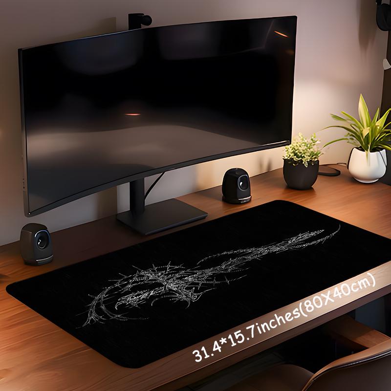 Gothic Thorned Cross Pattern Mouse Pad, Large Gaming Mouse Pad, Aesthetic Desktop Decoration Protective Pad, Non-slip Rubber Pad for Laptop, Desktop Computer Games, Gaming Mousepad
