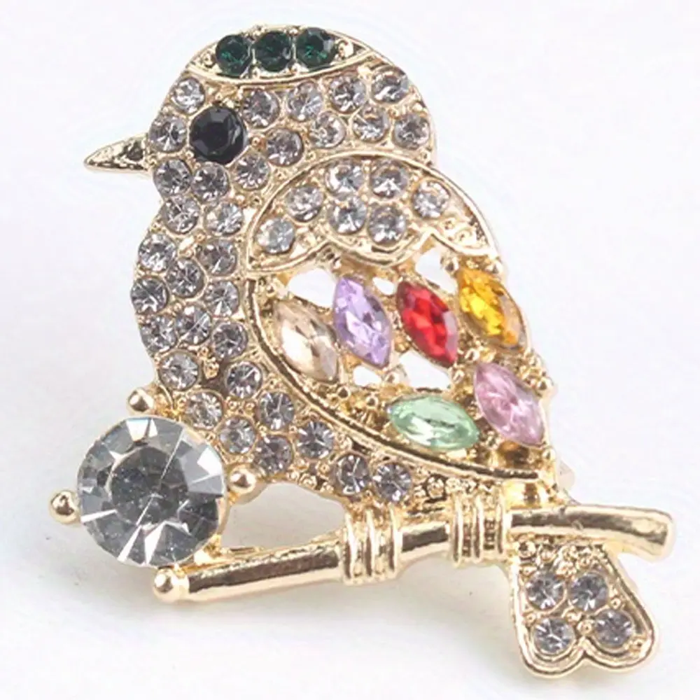 Premium Simple Color Rhinestone Cute Bird Brooch