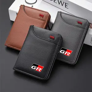 Leather Car ID Credit Card Holder for Men, Minimalist Wallets Case, Compatible with Toyota Models, Durable and Stylish Design