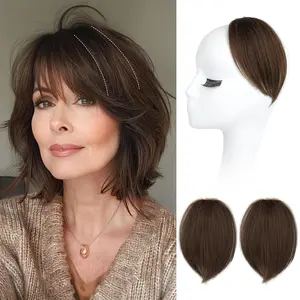 REECHO Clip in Hair Volumizer, 2PCS 6 inch Short Thick Clip in Hairpieces Adding Extra Volume Hair Extensions for Women (Chocolate Brown)