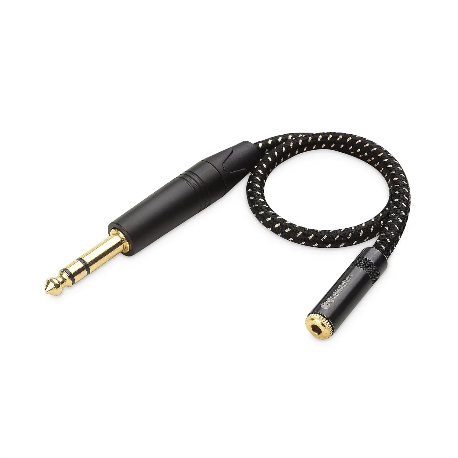 6.35mm to 3.5mm Headphone Adapter  1 ft, (1/4 Male to 1/8 Female, 3.5mm to 1/4 Adapter, AMP to Headphone Converter ) in Black
