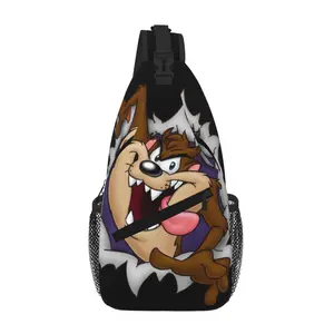 Tasmanian Devil Fashion All-Over-Print Large Capacity Crossbody Sling for Travel, Sports & Office, Cartoon Casual Shoulder Chest Pack, Gift for Boys and Girls