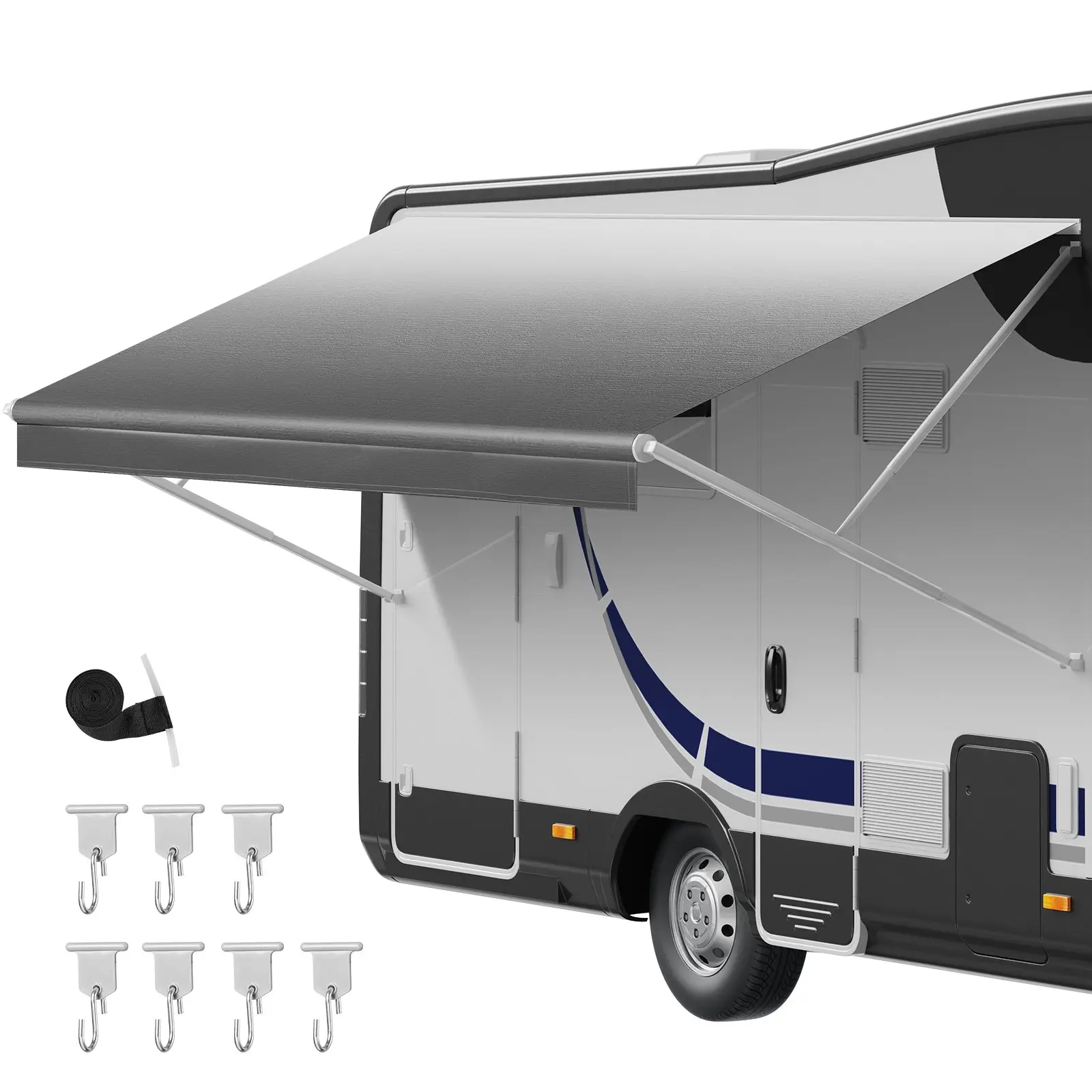 VEVOR RV Awning Fabric Replacement, 16' (Fabric 15'2") 18 oz Heavy-Duty Weatherproof Vinyl Camper Awning Replacement, UPF50+ Protection Waterproof Outdoor Canopy for RV, Motorhome, Trailer, Gray Fade