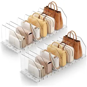 Adjustable Clear Acrylic Purse Organizer Shelf Divider for Closet, Bag Storage Separators Keep Handbag & Books Neat and Upright in Bedroom Office
