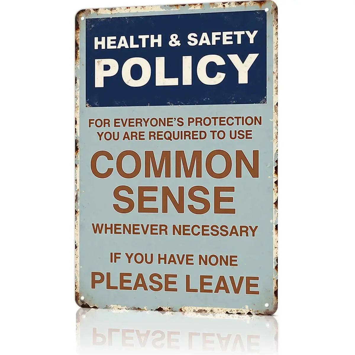 Health & Safety Policy Common Sense Vintage Metal Sign 8x12 Inch Retro Workplace Humor Wall Decor Office Home Industrial Style Plaque