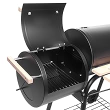 Rovsun BBQ Charcoal Grill, Outdoor Patio Barbecue Cooker with Offset Smoker, Wheels and Tray for Balcony Picnics, Party and Camping Rovsun BBQ Charcoal Grill, Outdoor Patio Barbecue Cooker with Offset Smoker, Wheels and Tray for Balcony Picnics, Party and Camping