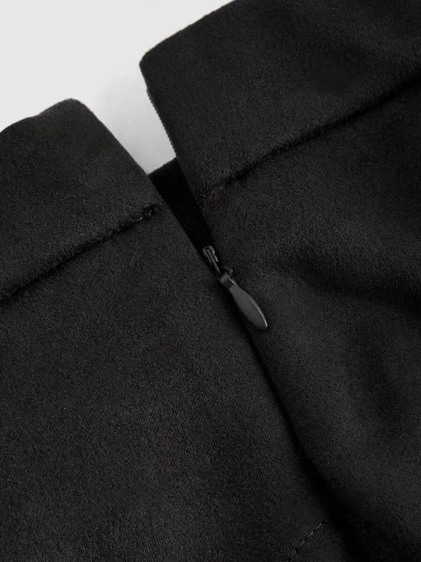 Women's Fringe Trim Short Skirt, Elegant Solid Color Zipper Skirt for Daily Wear, Ladies Bottoms for All Seasons